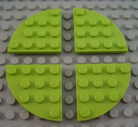 LEGO Lot of 4 Lime Green 4x4 Round Corner Plates