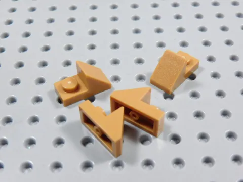 LEGO Lot of 4 Medium Nougat 1x2 Plates w/ Roof Slope Cutout BK
