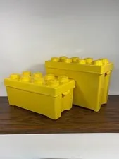 LEGO Storage Brick Case Set 8 Stud Large & Small Yellow Stackable Bin Containers