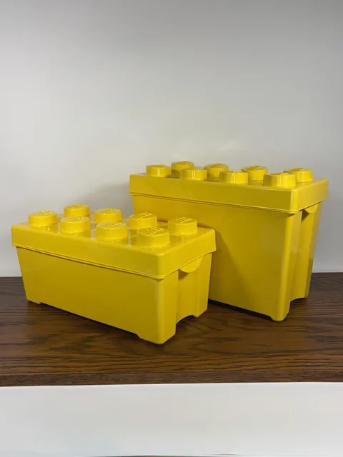 LEGO Storage Brick Case Set 8 Stud Large & Small Yellow Stackable Bin Containers