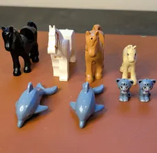 LEGO Animal Lot Horses, Dolphins, Cats Multicolor Plastic, 8 Pieces