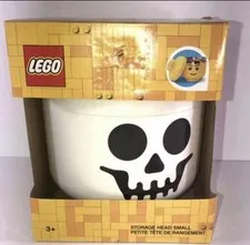 LEGO Storage Head Small Skeleton White Stackable Minifigure Skull Container New