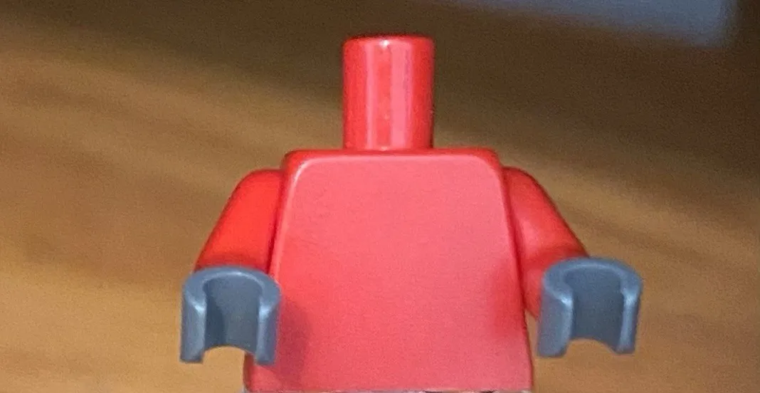 LEGO Solid Red Minifig Torso With Red Arms And Dark Bluish Gray Hands