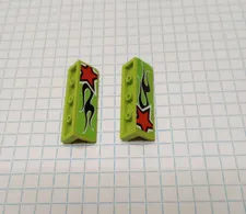 2 Lego stickered lime green red star black flame panels set 60055 Monster Truck