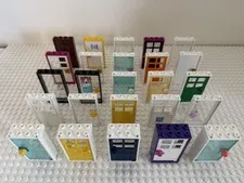 25 LEGO Window Door Frame & Insert Lot-various types & colors