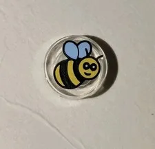 LEGO Trans Clear 1x1 Round Tile Black & Yellow Honey Bee Pattern Part 98138pb186