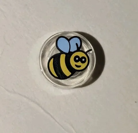 LEGO Trans Clear 1x1 Round Tile Black & Yellow Honey Bee Pattern Part 98138pb186