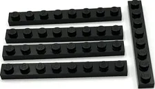 Lego 5 New Black Plates 1 x 8 Parts