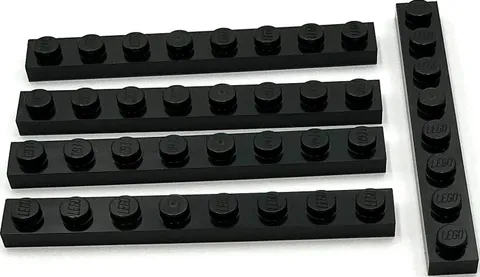 Lego 5 New Black Plates 1 x 8 Parts