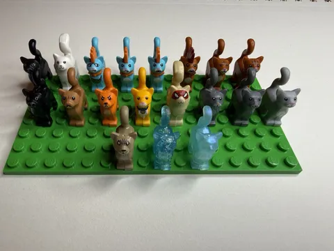 Lego Animal Standing Cat Lot Of 19 ALL UNIQUE FULL COLLECTION W/O Baseplate