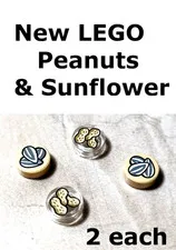New LEGO Sunflower Seeds Peanuts Shelled Printed Tile Lot of 4 Plant Seed Food