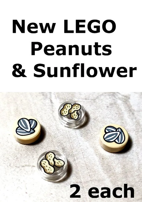 New LEGO Sunflower Seeds Peanuts Shelled Printed Tile Lot of 4 Plant Seed Food