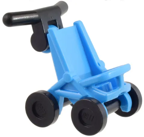 LEGO Dark Azure Minifigure, Baby Carriage with Black Handlebar inv.637
