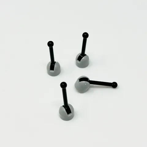 4592c02 LEGO Parts Lever Small Base w/ Black Lever LIGHT BLUISH GRAY (4)