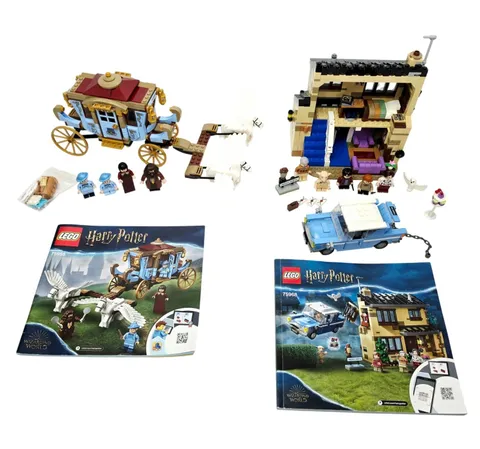 LEGO HP 75958 Beauxbaton's Carriage & 75968 4 Privet Dr. w/ Manuals & 8 Minifigs