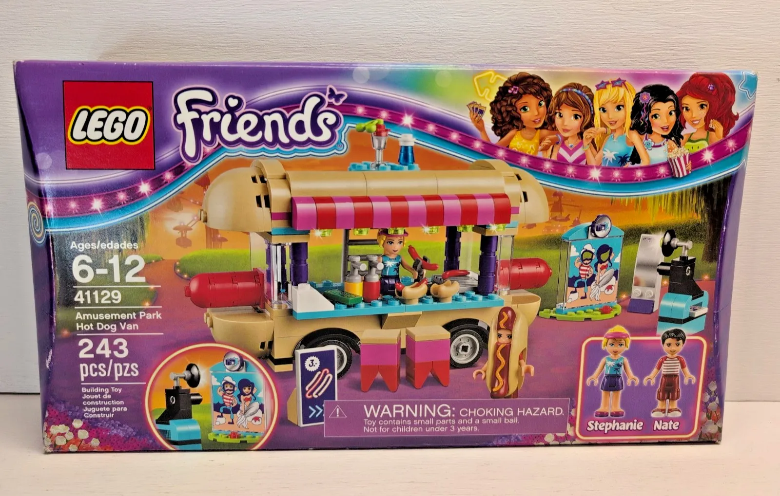 NEW! SEALED! RETIRED 2016 LEGO FRIENDS AMUSEMENT PARK HOT DOG VAN 41129, 243 PCS