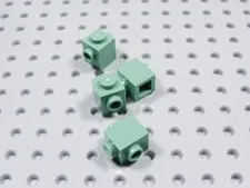 LEGO Lot of 4 Sand Green 1x1 Modified Bricks w/ 2 Side Studs BO