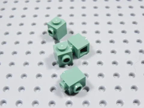 LEGO Lot of 4 Sand Green 1x1 Modified Bricks w/ 2 Side Studs BO