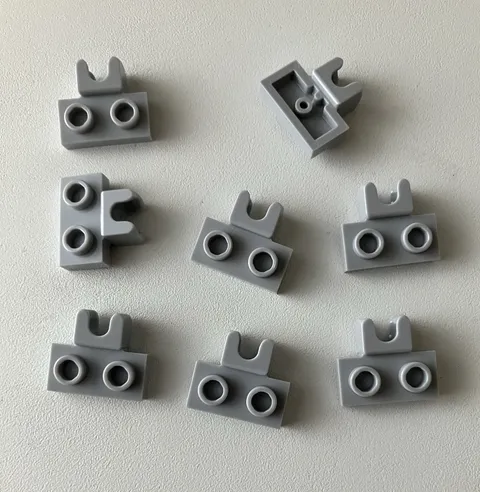 LEGO 8x NEW Plate 1x2 w/ Ball Cup Socket Hitch Friction LIGHT BLUISH GREY #14704