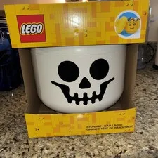 LEGO White Skeleton Skull Storage Head Container, Halloween Decor, NEW