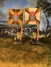 2x Minis Hesse Napoleonic Hereditary Prince Infantry Regiment +2 Flags LEGO Flagpoles