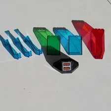 LEGO Vintage Transparent Windshield/Canopy Parts Lot w/ POLICE Tile - 7 pcs