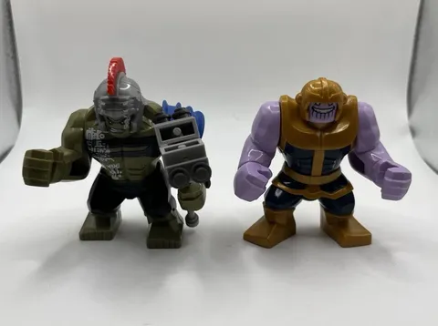 LEGO Marvel "big fig" action figures: the Gladiator Hulk and Thanos