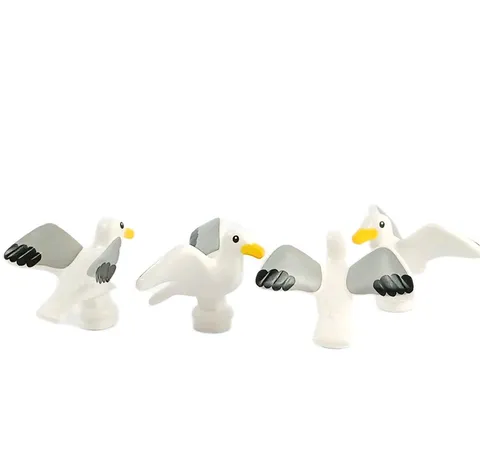 4 Pieces Lot LEGO® White Bird Seagull with Eyes Bright Light Orange Beak   12891