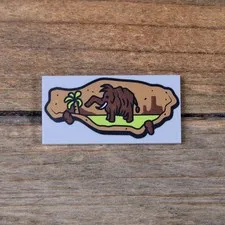 LEGO The Flintstones Tile 2 x 4 Stone and Woolly Mammoth Pattern 87079pb0561