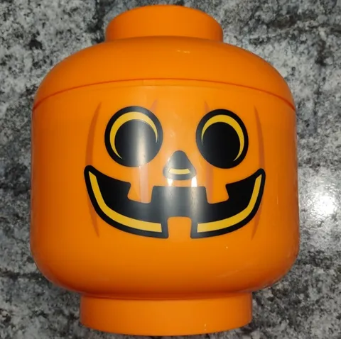 LEGO Storage Halloween Large Head Bright Orange Pumpkin Jack O'lantern