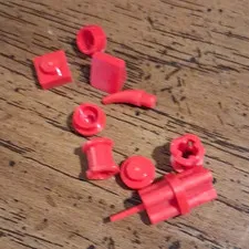 LEGO Red Plastic Bricks & Blocks Building Toy Parts Pieces Bulk Lot of 8 (8pc)
