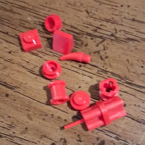 LEGO Red Plastic Bricks & Blocks Building Toy Parts Pieces Bulk Lot of 8 (8pc)