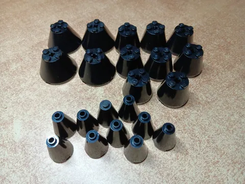 LEGO BULK LOT OF 22 BLACK ROUND CONE BRICKS 2X2X2 3X3X2 4X4X2
