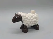 Lego Duplo Animal Farm Zoo SHEEP Wooly Fur Wool Brown White 