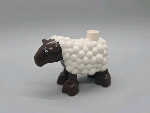 Lego Duplo Animal Farm Zoo SHEEP Wooly Fur Wool Brown White 