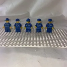 Lego OCTAN GAS/OIL RACER Team Minifigure LOT OF 5 Blue Jumpsuit Town