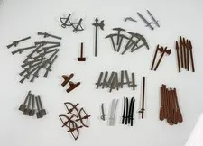 68pc Lego Minifigure Weapons Spears Guns Bows Oars & Assorted Accessories Lot
