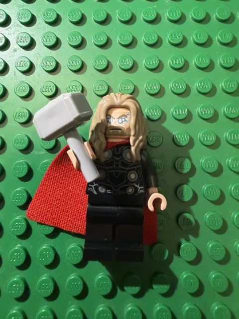 LEGO Sh0734 Thor Long Dark Tan Hair Minifigure Marvel Super Heroes Avengers