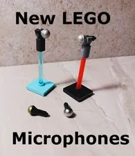 New LEGO Microphone Lot of 4 Two stands Colorful Translucent Big Silver Ball