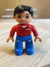 Duplo Lego Man Red Top Blue Pants Ville Figure Only