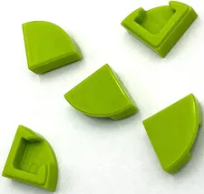 Lego 5 New Lime Tiles Flat Smooth Round 1 x 1 Quarter Parts