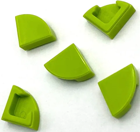 Lego 5 New Lime Tiles Flat Smooth Round 1 x 1 Quarter Parts