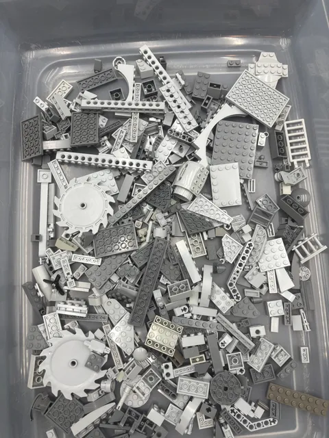 1 lb. Bulk Mixed Gray Legos - standard blocks and unique pieces (Lot A)