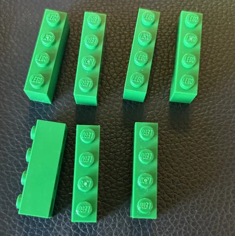 Lot Of 7 Lego 1x4 Brick 3010 Green Replacement Parts Set
