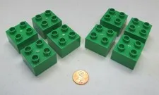 LEGO Duplo MEDIUM GREEN 2x2 BRICK 8 Block Lot House Castle Building Structure