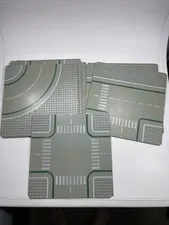6 Vintage LEGO Baseplate Plate Road 2 T-Intersection with Crosswalks 3 Curves
