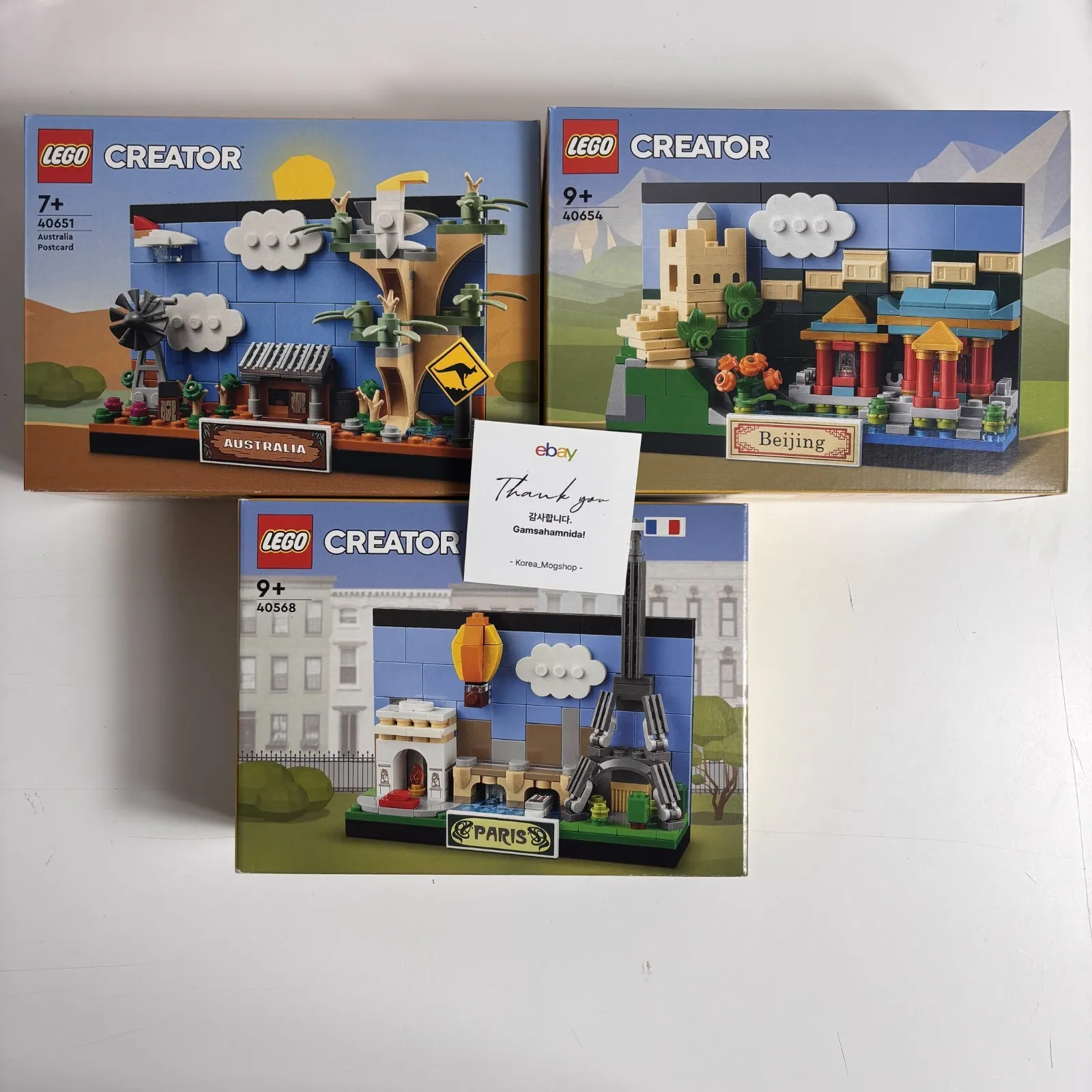 LEGO 40568/40651/40654 Paris/Australia/Beijing Postcard Set(All) New Sealed