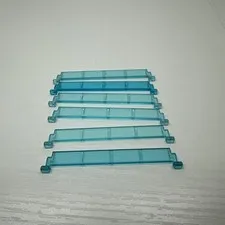 LEGO Parts: Garage Door Roller Sections, Part # 30061, Translucent Blue - 6 Pcs