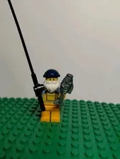 2013 Lego Series 3 Fisherman Minifigure Complete w/Pole Rod & Fish
