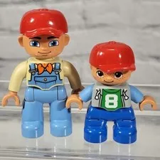Lego Duplo People Figures Farmer and Son Man and Boy Lot of 2